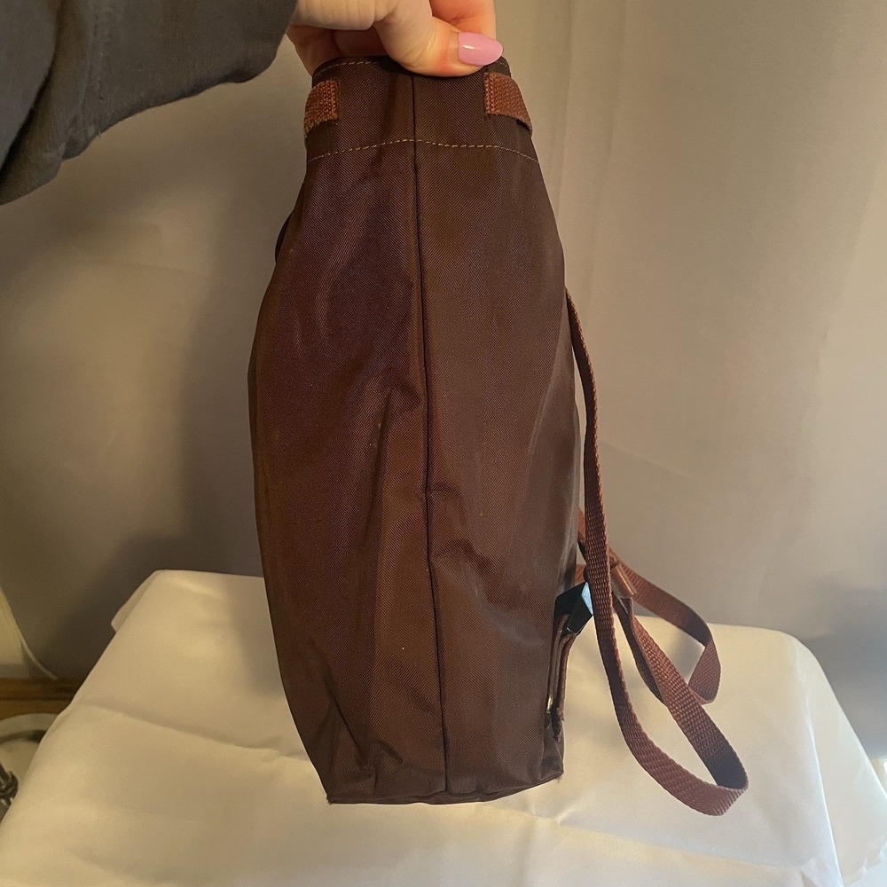 Longchamp Brown Nylon & Leather Backpack Tote - Picture 5 of 16